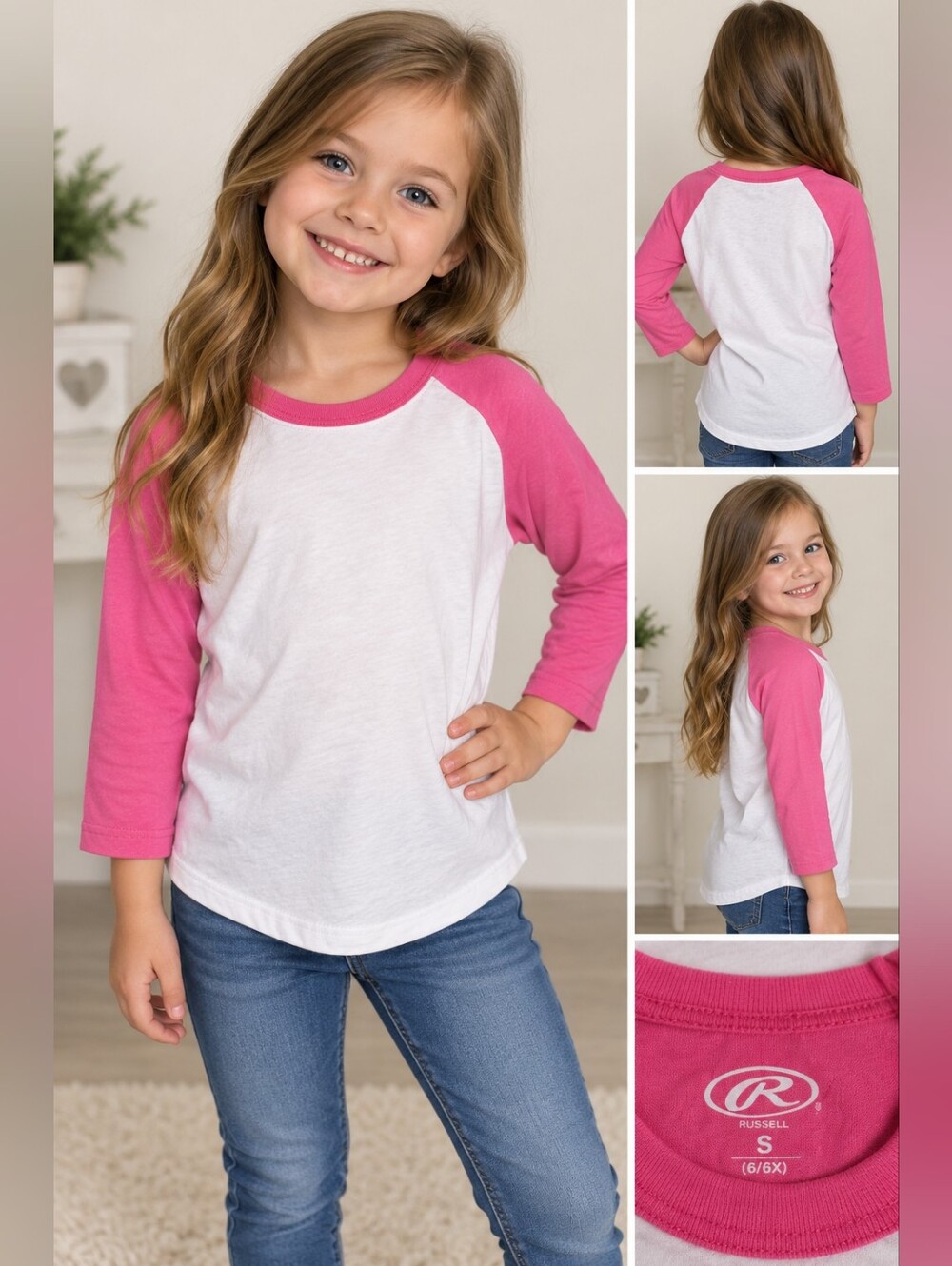 New rawlings girls size small white pink shirt #26